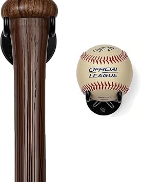 Sport Baseball Bat & Ball Wall Display, Baseball Holder - Space-Saving Sports Memorabilia Organizer for Man Cave, Wall-Mounted Racks for Baseball Fan Cave Decor & Collectibles Storage (2PCs)