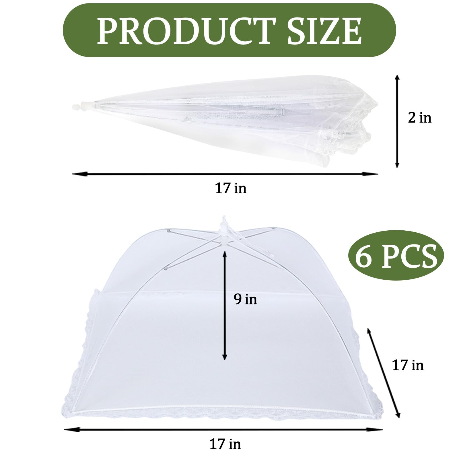 5-teiliges Netz-Abdeck-Set Für Lebensmittel Outdoor – 1x Extra Groß 101x61 Cm & 4x Groß 43x43 Cm, Mit Tasche