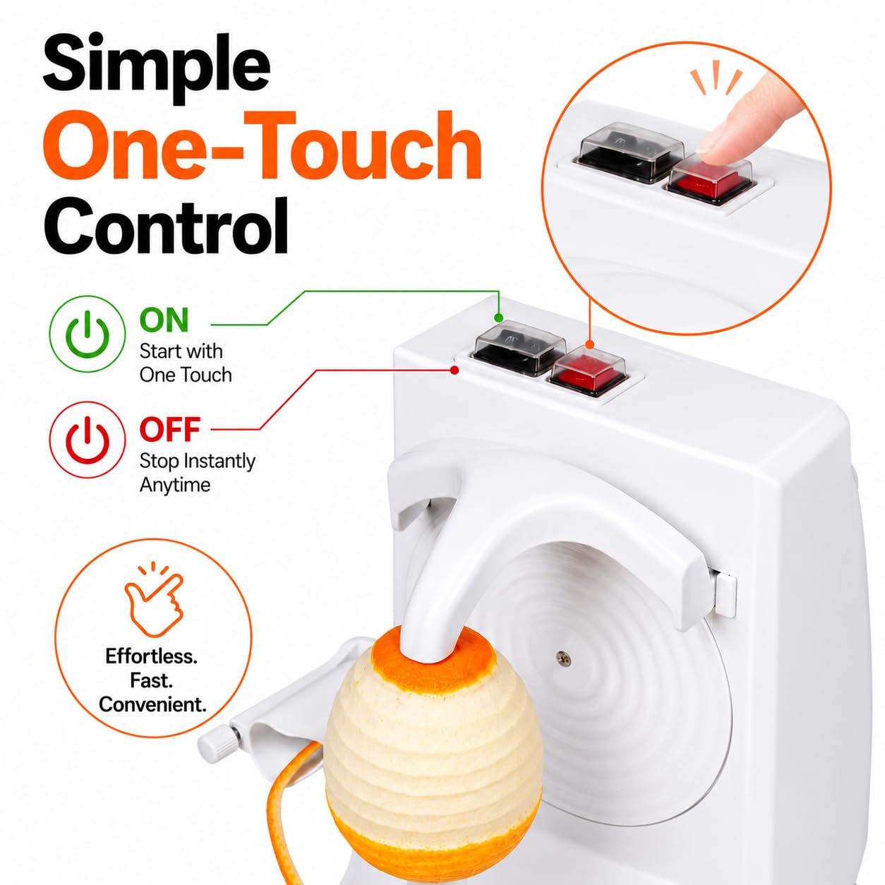 Elektrischer Obst- und Gemüseschäler, automatische Schälmaschine für Orangen, Zitrusfrüchte, Äpfel und Kartoffeln, Edelstahlklinge (weiß)