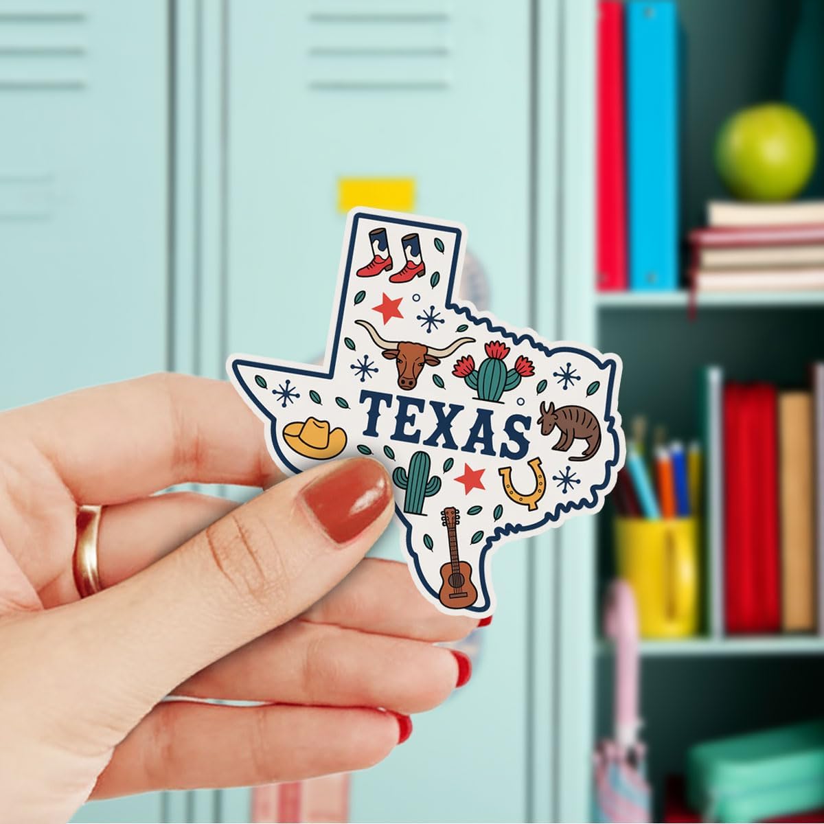 3Pcs Texas State Map Sticker Funny Western Cowboys Guitar Cactus Rodeo Travel Stickers Gift for Texans Western Lifestyle Texas State Pride Decal for Laptop Water Bottle Toolbox Case Cars 3" - Image 2