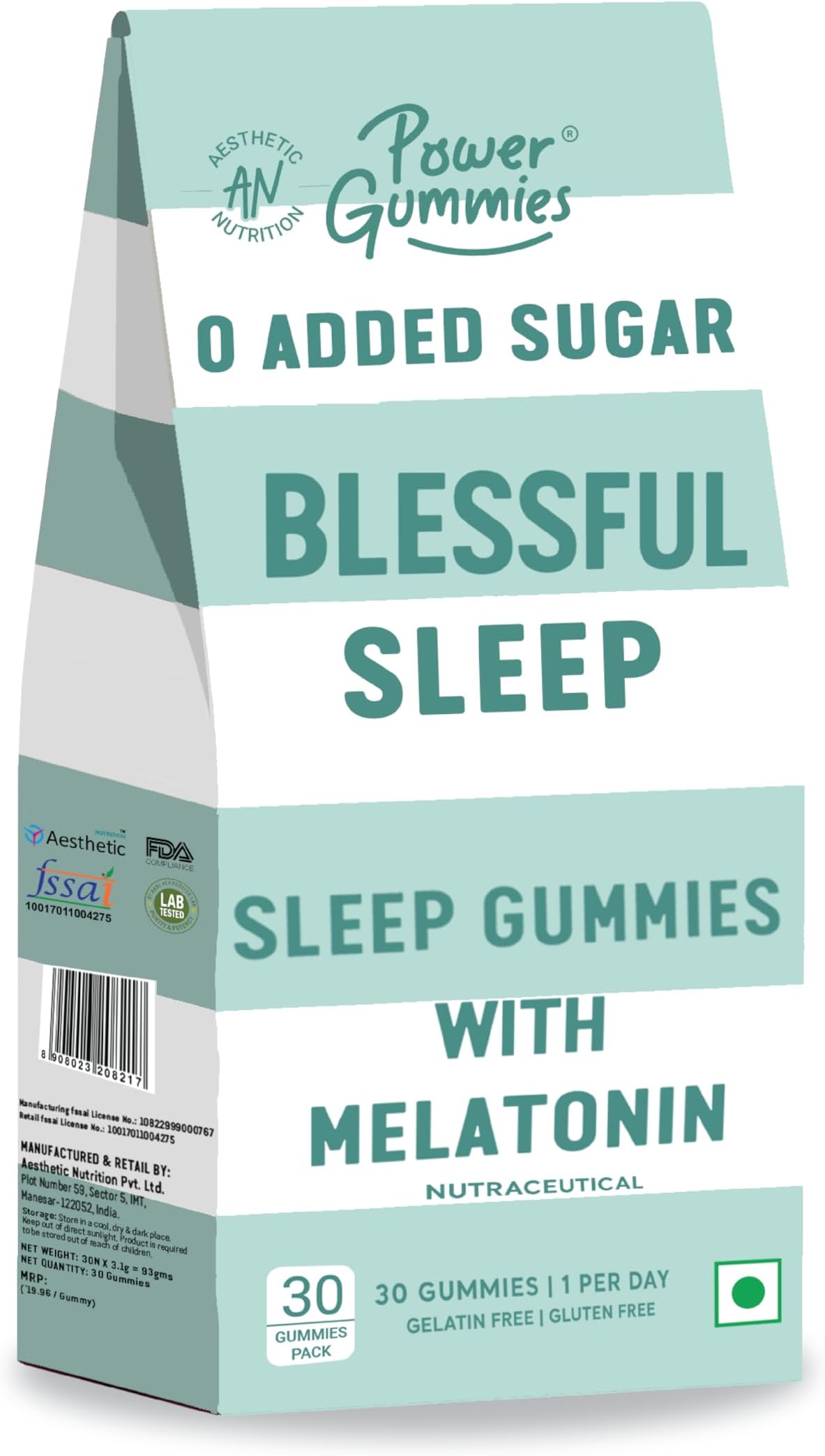 Blessful Sleep | 30 days Pack, Sleep-Aid Gummy, Melatonin helps you fall Asleep |No Added Sugar | 100% Vegetarian | Gluten & Gelatin Free
