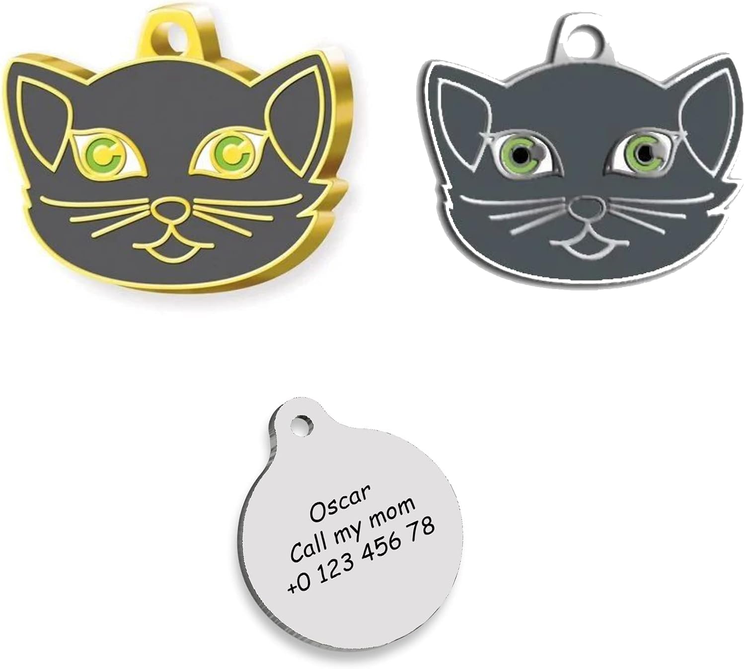 British Shorthair Black Cat id Tag Gold Plated - Silver Plated Cat Personalized Dog Tag - Cat Custom Name Tag - Customized Pet Tags - Cat Name id Tag for Dog - Cat Tag (Gold Plated)