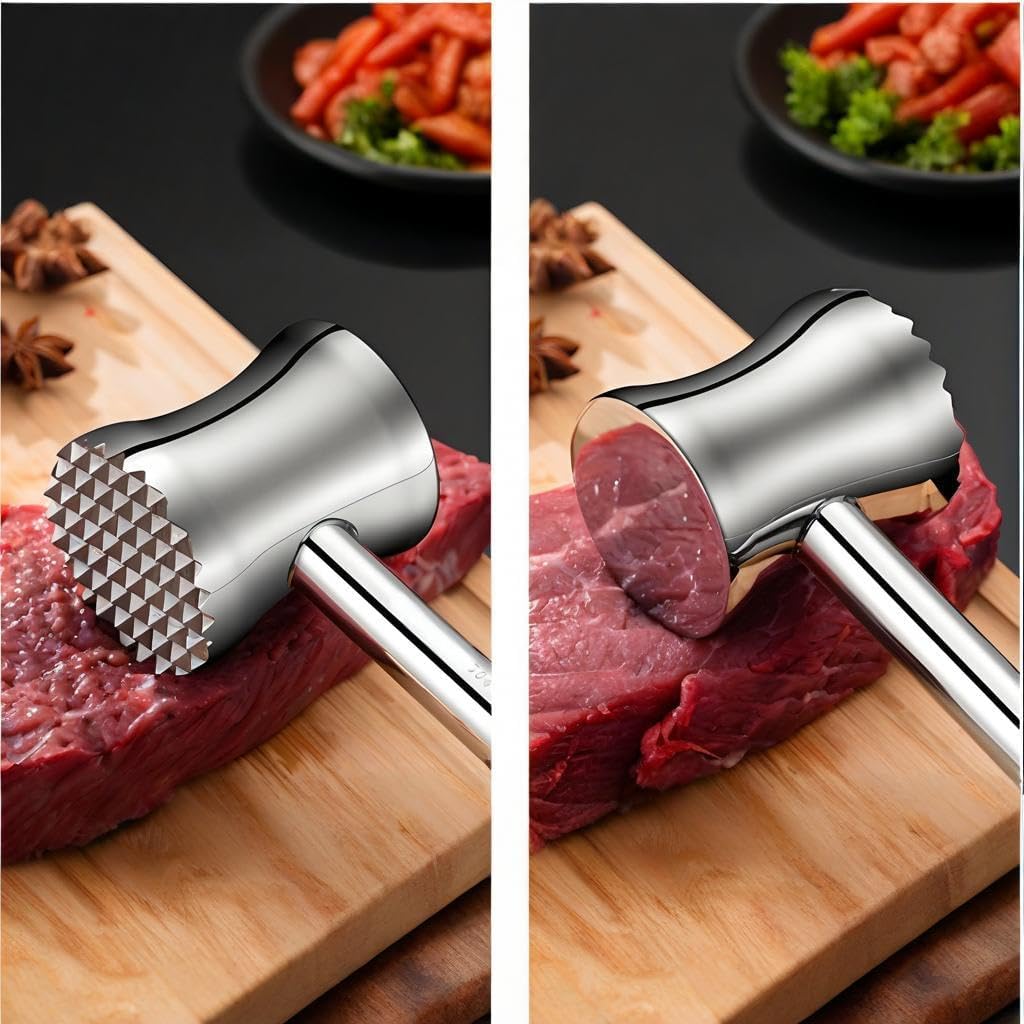 Kitchen Mallet,Meat Pounders,Meat mallet 304SS-Dual-Sided Meat Pounder Hammer for Tenderizing and Flattening Meat - Kitchen Essentials Meat Beater Tool with Comfort Grip Handle