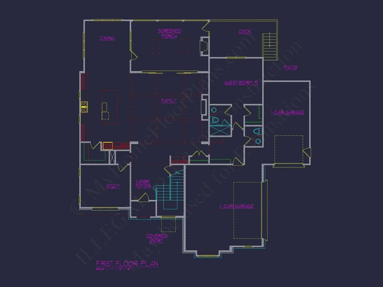 20-1539 HOUSE PLAN - Impressive Modern Suburban House Floor Plan with CAD Design