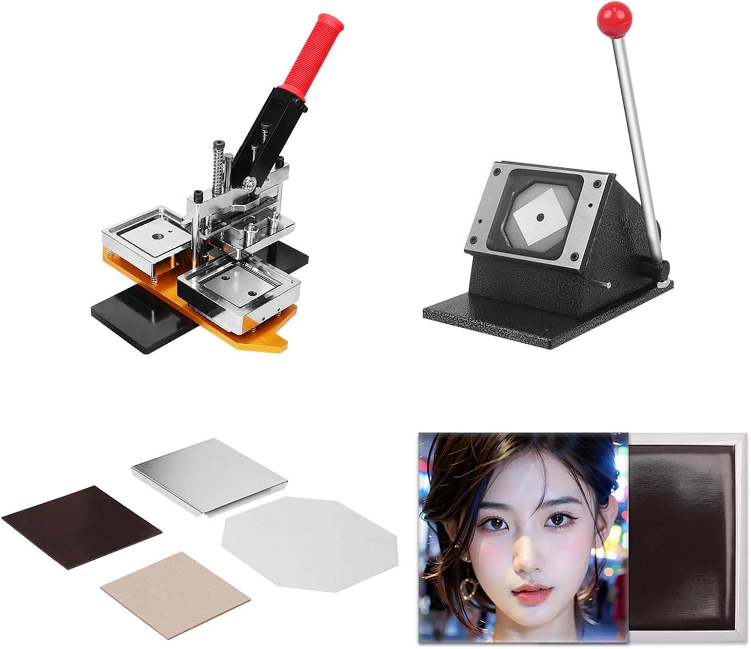 Magnesy na lodówkę Magnesy do tworzenia magnesów fotograficznych Diy Square Magnet Maker Machine 50 x 50 mm kwadratowy zestaw magnetyczny przycisk do tworzenia spersonalizowanych materiałów