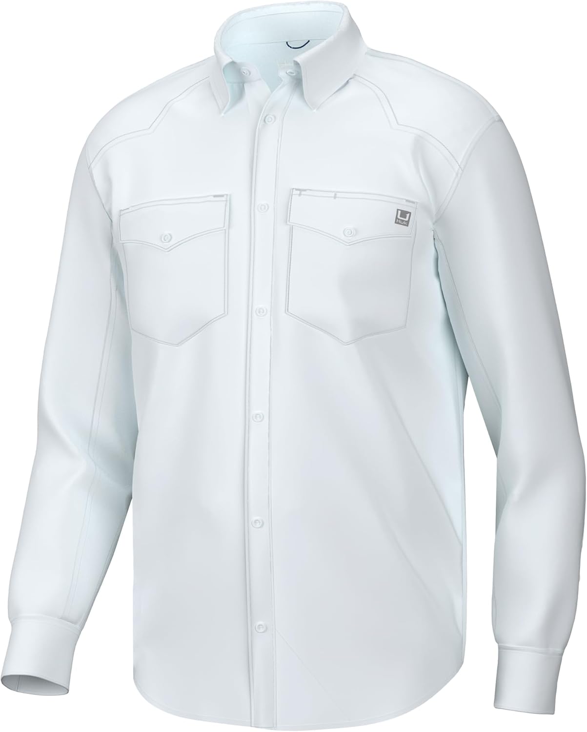 HUK Men's Diamond Back Solid Long Sleeve Button Down Shirt, Fishing Shirt for Men
