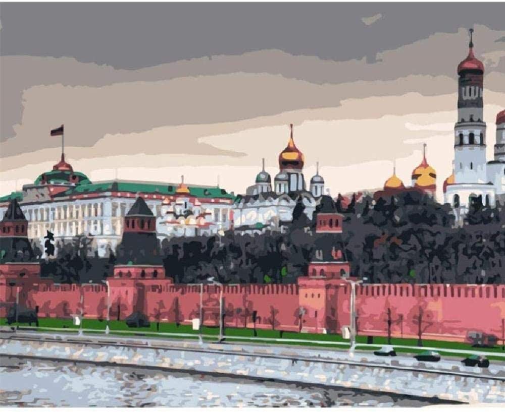 Wooden Jigsaw Puzzle 1000 Pieces，Kremlin Street Landscape Modern Art Game Home Decoration