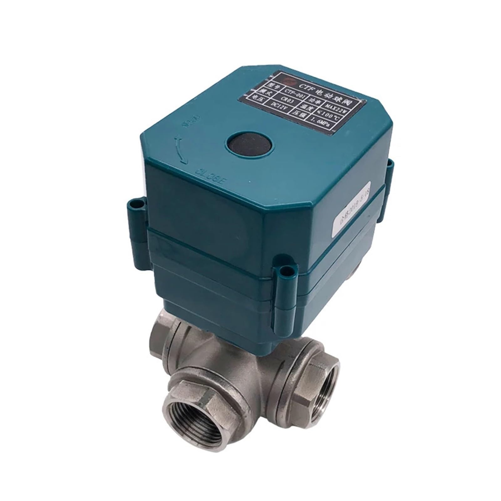 Valve motorisée Vanne à boisseau sphérique motorisée en acier inoxydable 3 voies DN15-25 à passage intégral, vanne à boisseau sphérique à grand couple, actionneur électrique 2/3 fils DC24V DC12V(1",T