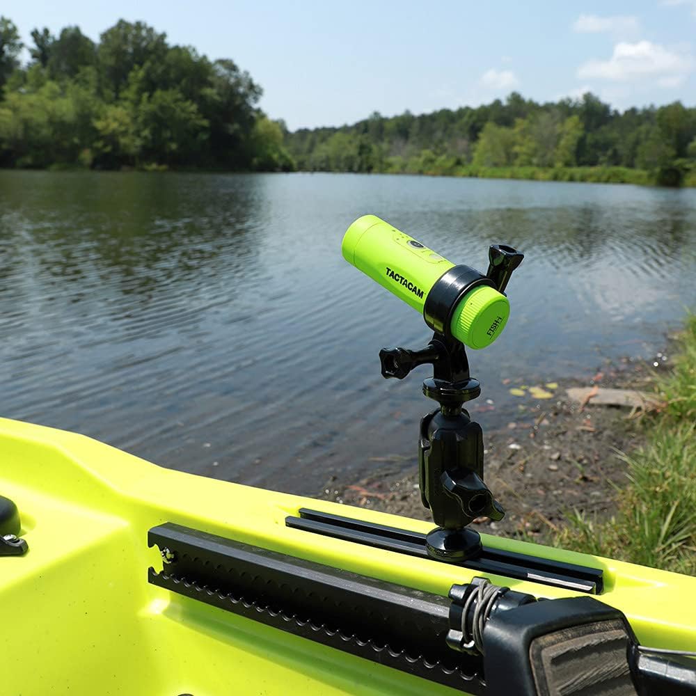 YakAttack Articulating Camera Mount | 5.5" Tall with ScrewBall Base | Compatible with GoPro & 1/4-20 | Low-Profile Adjustable Track Mount for Kayaks | Made in USA