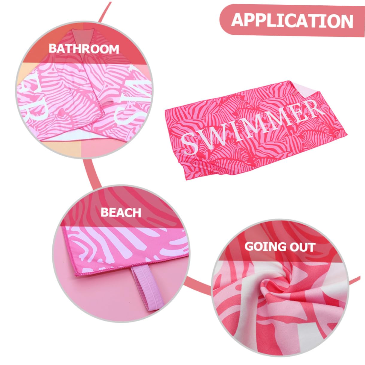 PRETYZOOM 3 Pz telo mare arazzo da spiaggia arredamento estivo asciugamano portatile asciugamano palestra gym towel asciugamani da spiaggia teli mare in microfibra fibra superfine rosa