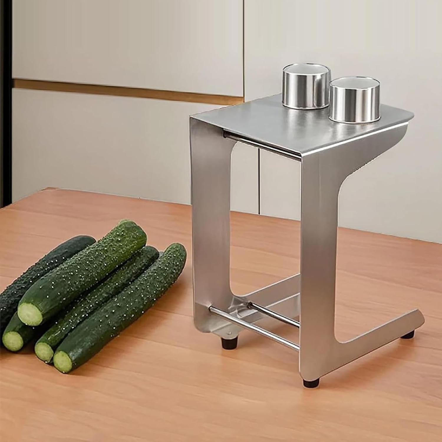 BOOZXCV Vegetable & Food, Cucumber Peeler On Stand, 2-types Of Blades Are Replaceable, No Electricity Required, Cutting Diameter 45mm, for Potato, Carrot, Sushi, Squash, Egg, Fries (8+12cut)