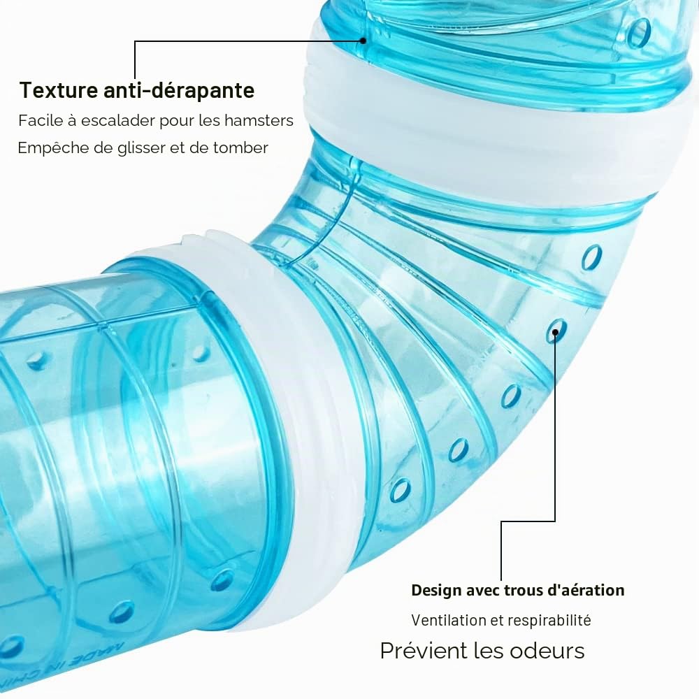 Kit de tubes Lot de 2 pour hamster et rat, tunnel d'aventure, piste de connexion transparente