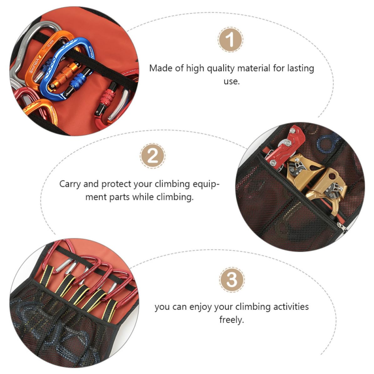 BETOOKY Borsa Arancia in per Attrezzatura Pieghevole Arrampicata Nylon | Antigraffio e Portatile, per Attrezzatura da Arrampicata, Soluzione Compatta per Viaggio e Ordine