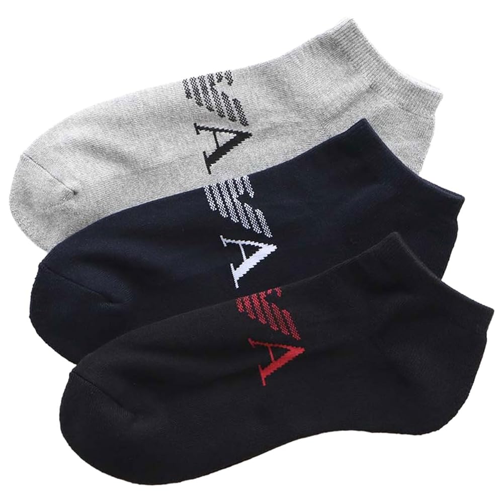 EMPORIO ARMANI スニーカー ブルー ボルドー ブランドロゴ Amazon.co.jp: 3足セット EMPORIO ARMANI エンポリオ アルマーニ