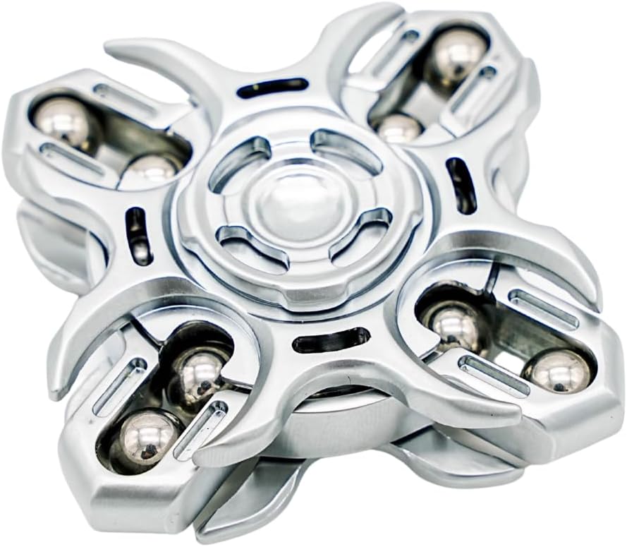 Stainless Steel Tuning Fork Spinner for Adults, EDC Stress Relief Spinner (Bright Silver)