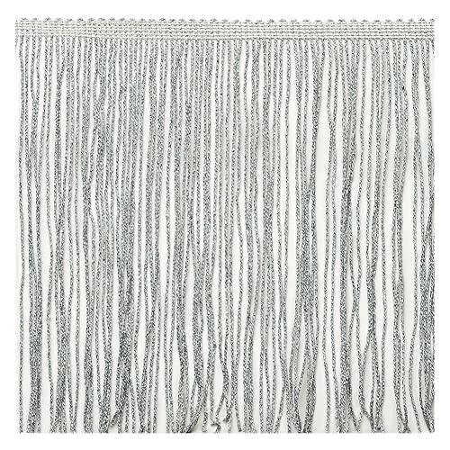 Fransenbordüre, Quaste, 20,3 cm breit, 2 m lang, für Kleidung, Zubehör, lateinamerikanisches Hochzeitskleid, DIY-Dekoration (3 Silber) Cover