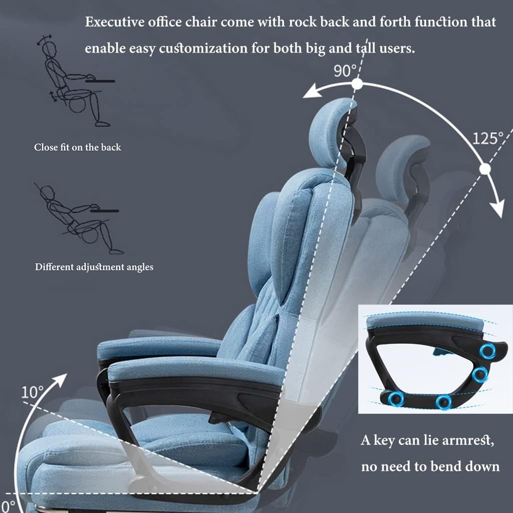 Diagram showing recline angles from 90 to 125 degrees and armrest adjustment.
