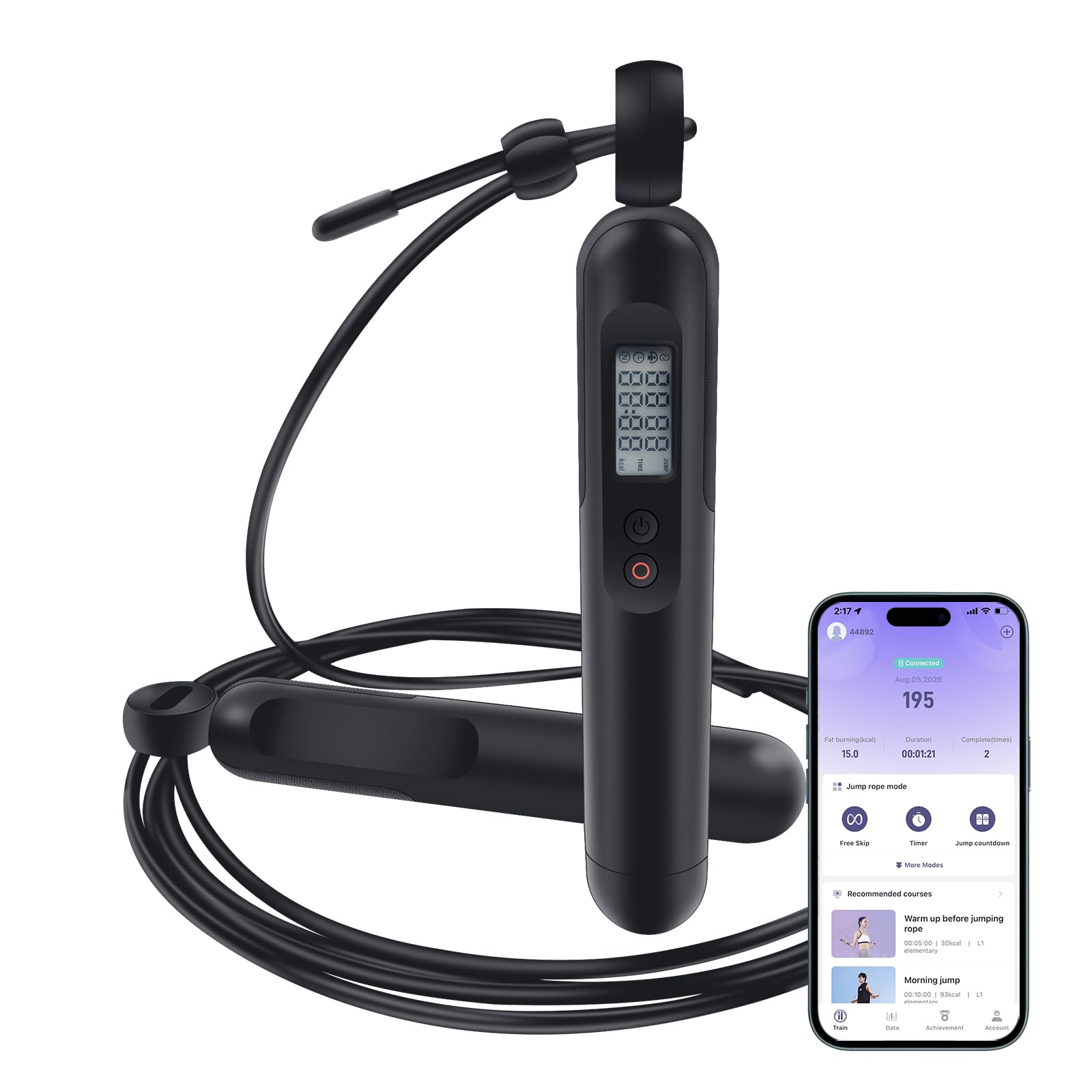 Fitdays Smart Skipping Rope with Counter | Adjustable Wireless Ropes for Adults with APP Data Analysis | Digital Fitness Ropes for Indoor Outdoor Workout | Burn Calories, Boxing, Home Exercise, Gym