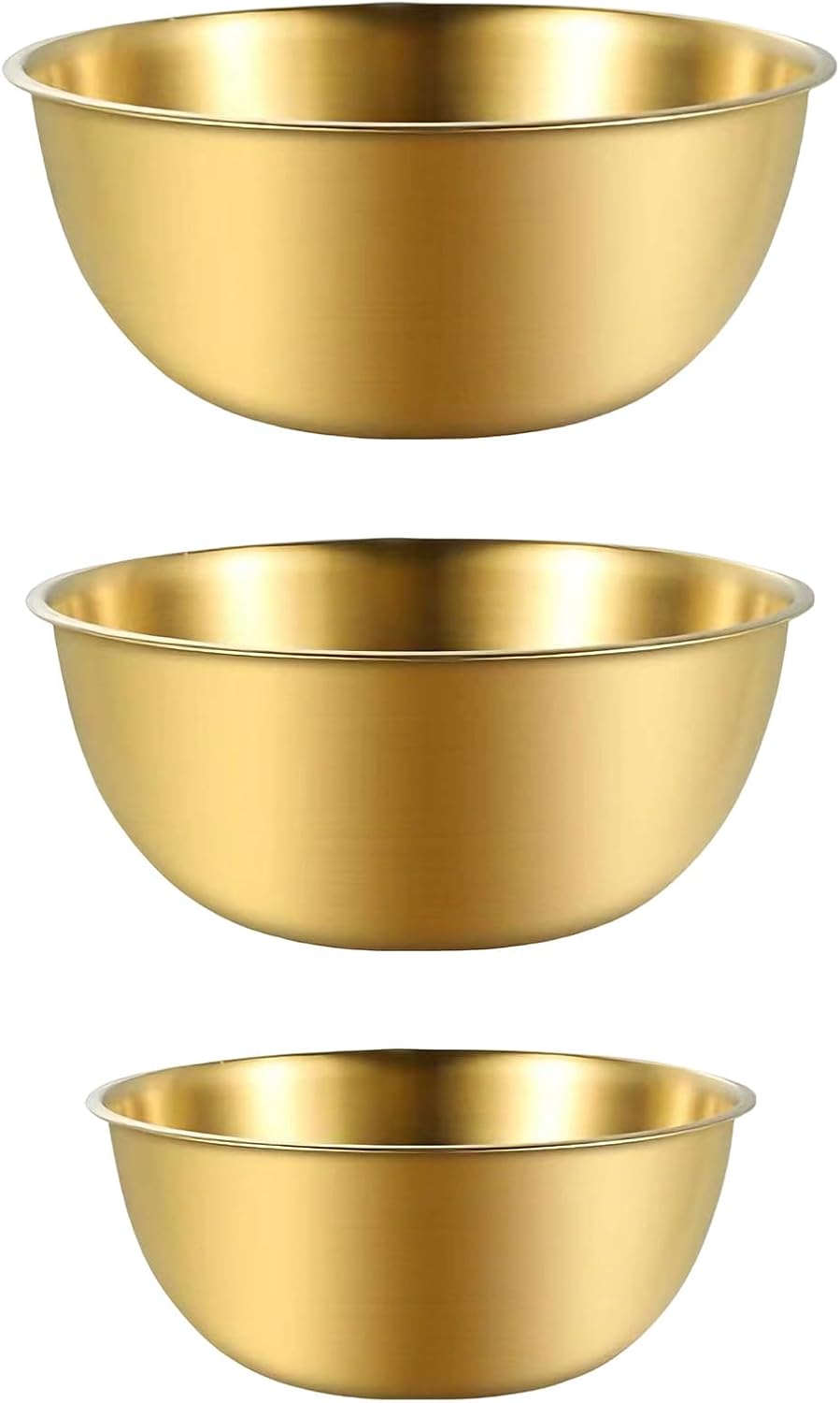 3 Sets Gold Stainless Steel Mixing Bowls, 9 Pcs Nesting Salad Bowl Set, for Baking, Prepping, Serving, Saving Space