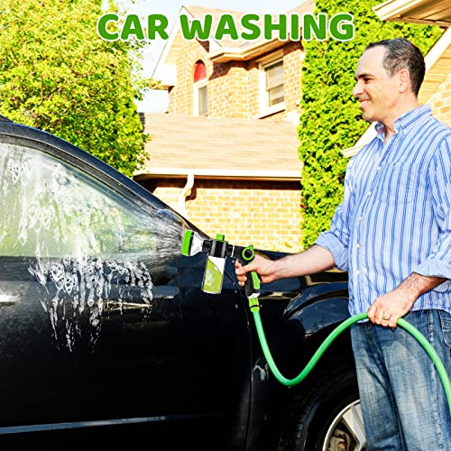 Pup Jet Dog Wash Hose Attachment,8 Spray Pattern spray mode car wash sprayer with 3.5oz Soap Dispenser and Dog De-Shedding Comb Pet Bathing Rubber Brush for Pet Showering Car Washing Plant(Green)
