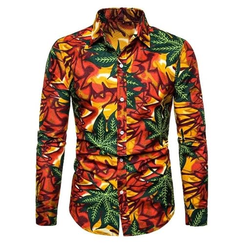 Famesale Men's # 19 Button Shirt Dashiki African Printed Long Sleeve Shirts Tops Traditional Ethnic Style Clothing