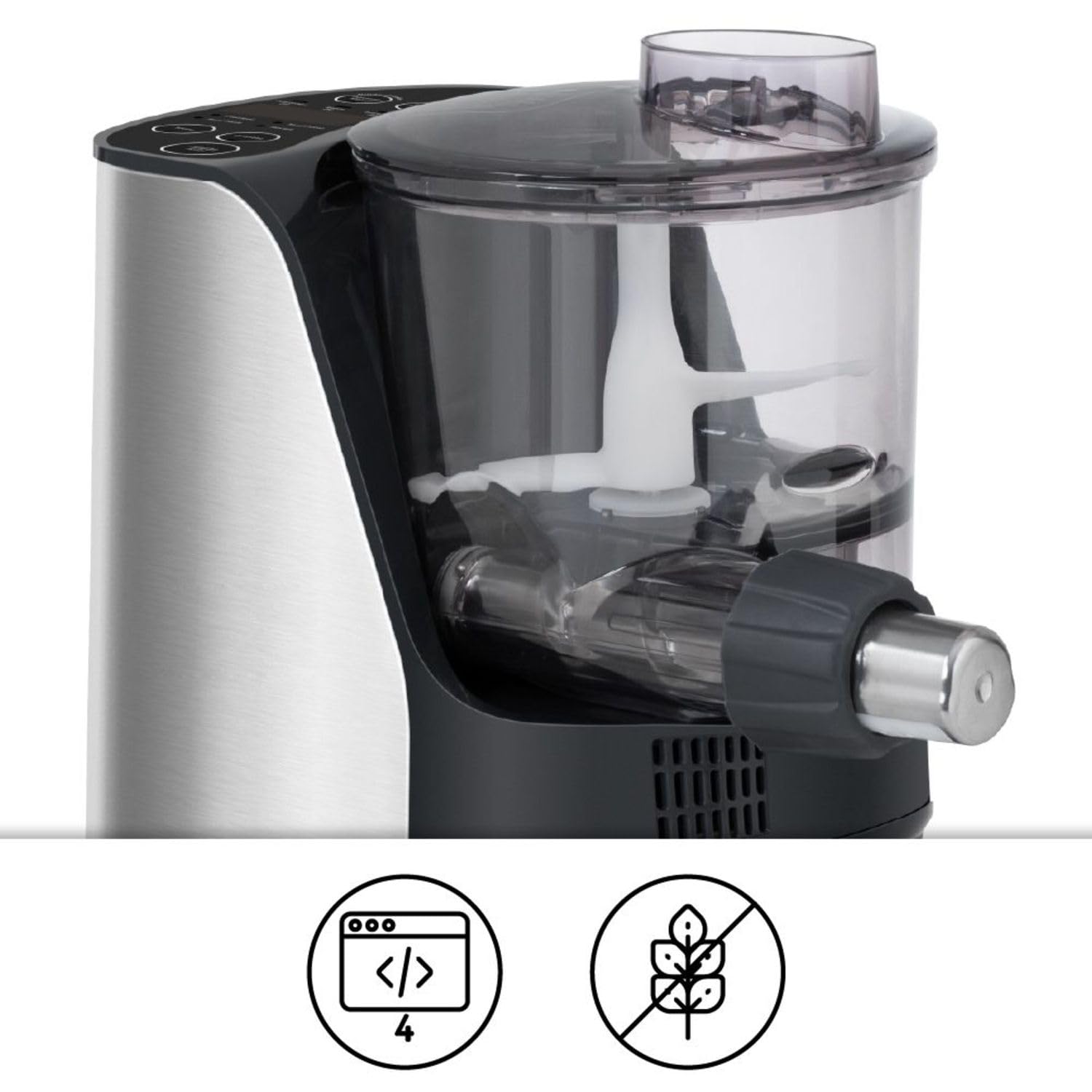 riviera&bar Machine à Pâtes Automatique en Métal - 4 Programmes pour Pâtes Maison, Ventilation Séchage Rapide, Vis Inox, Pesée Automatique - Compacte et Facile à Nettoyer - Noir/Inox