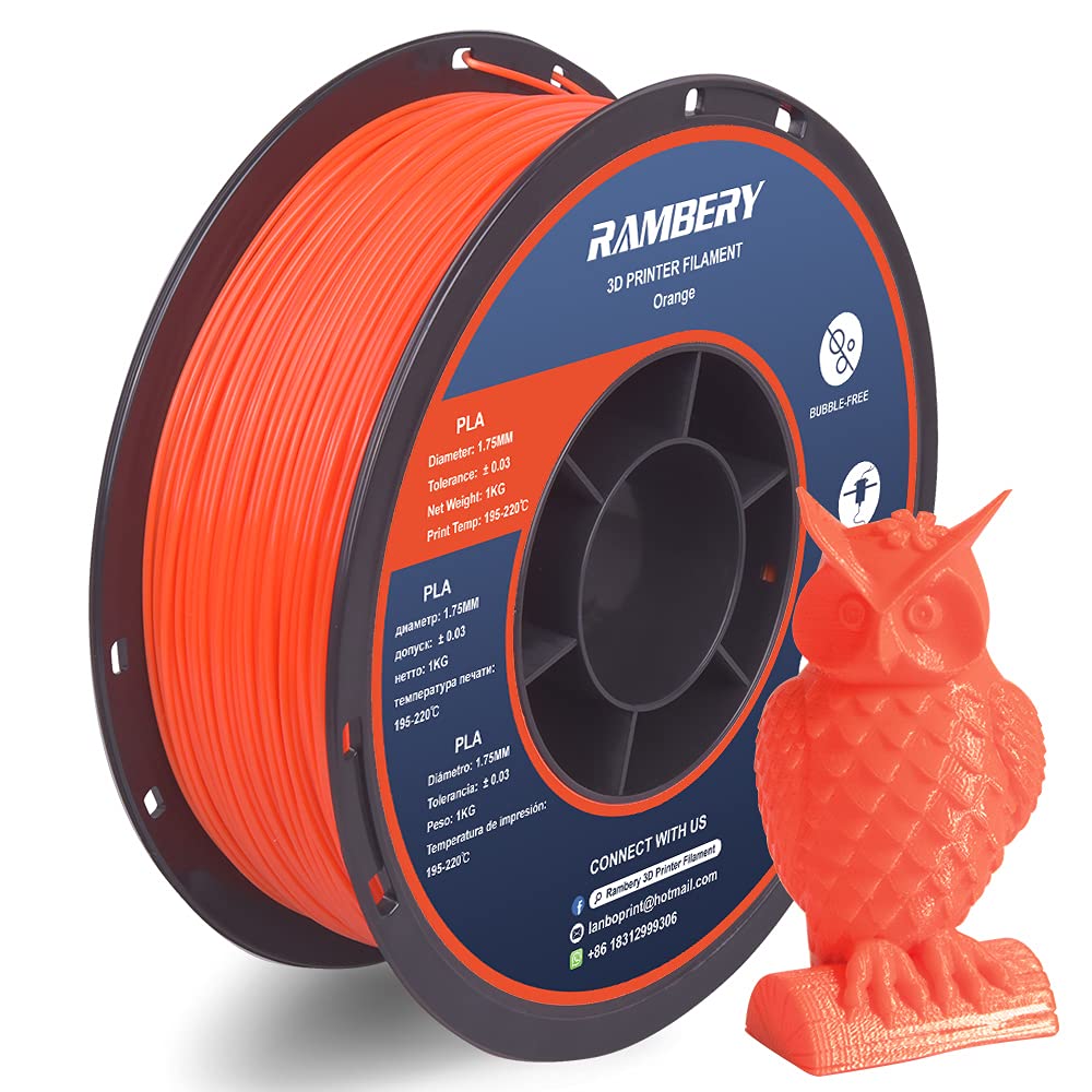 PLA 3D Printer Filament 1.75mm,PLA 1.75 Filament Dimensional Accuracy +/- 0.03 mm, 1kg (2.2LBS) / Spool (Orange)