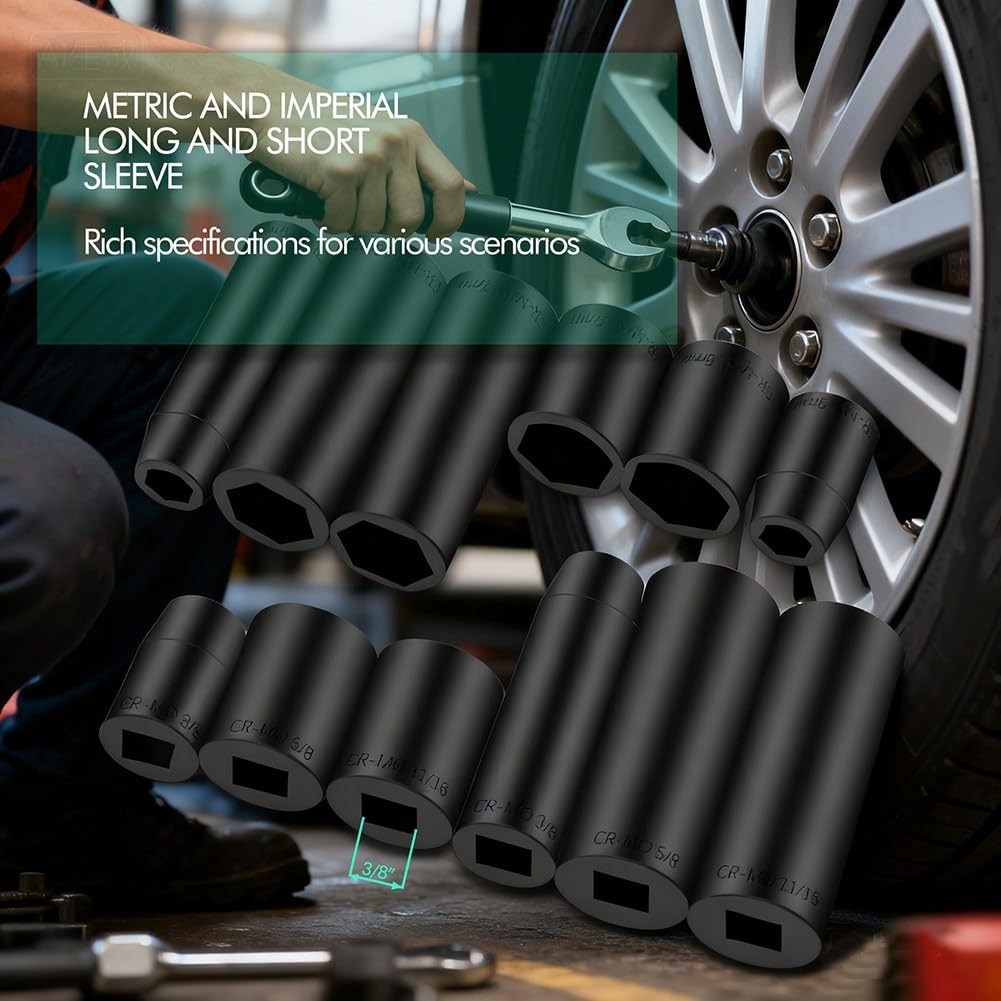 SPORTARC Set di chiavi a bussola, a cricchetto, meccanismo a 72 denti, in lega, 50 pezzi, con custodia, per riparazione automobilistica, meccanici professionali