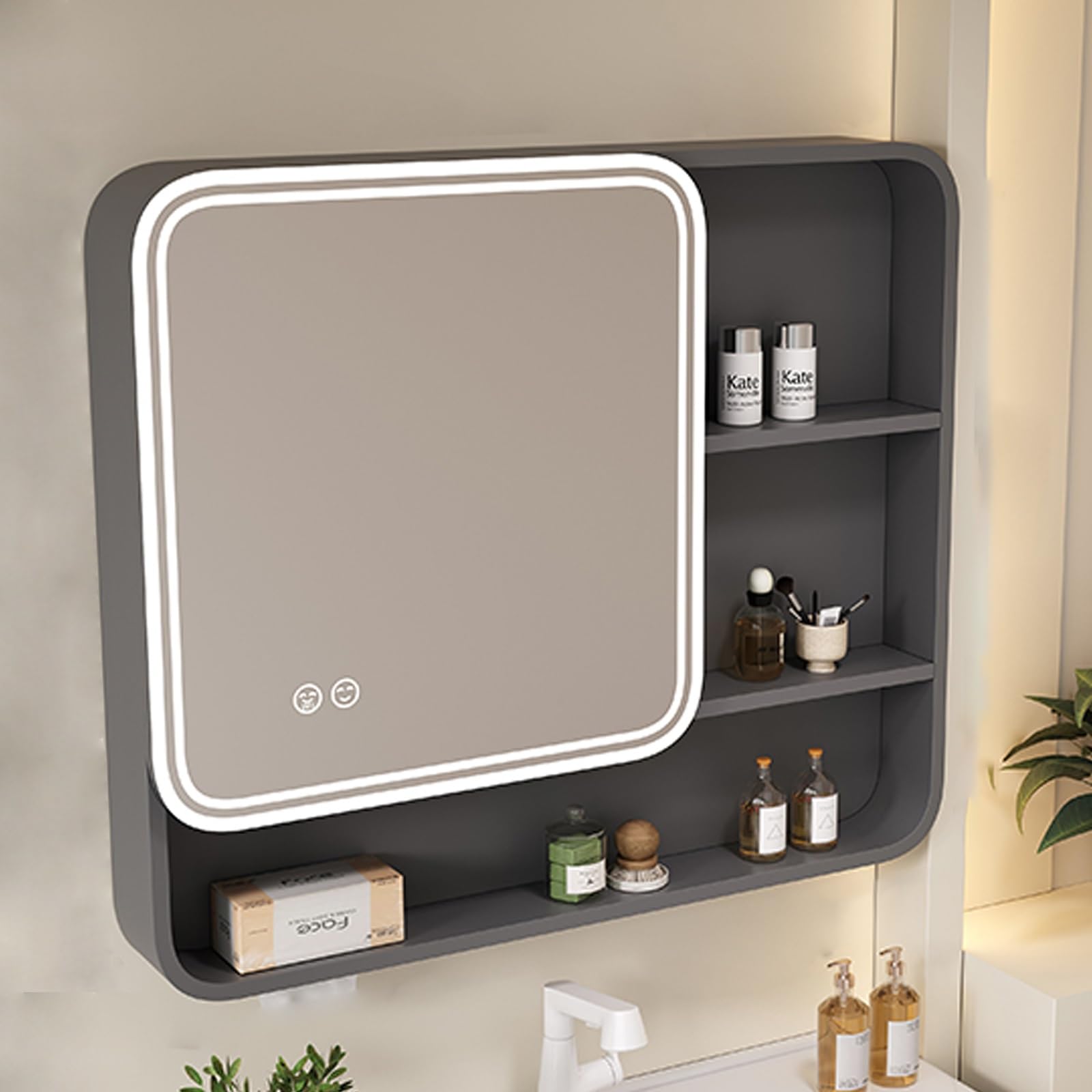 FGXHHS Modern Smart Cabinet - Anti-Fog Aluminum Alloy Storage with Touch Switch, Mirror, Shelves & Beauty Rack, Wall-Mounted Medicine for nized Spaces