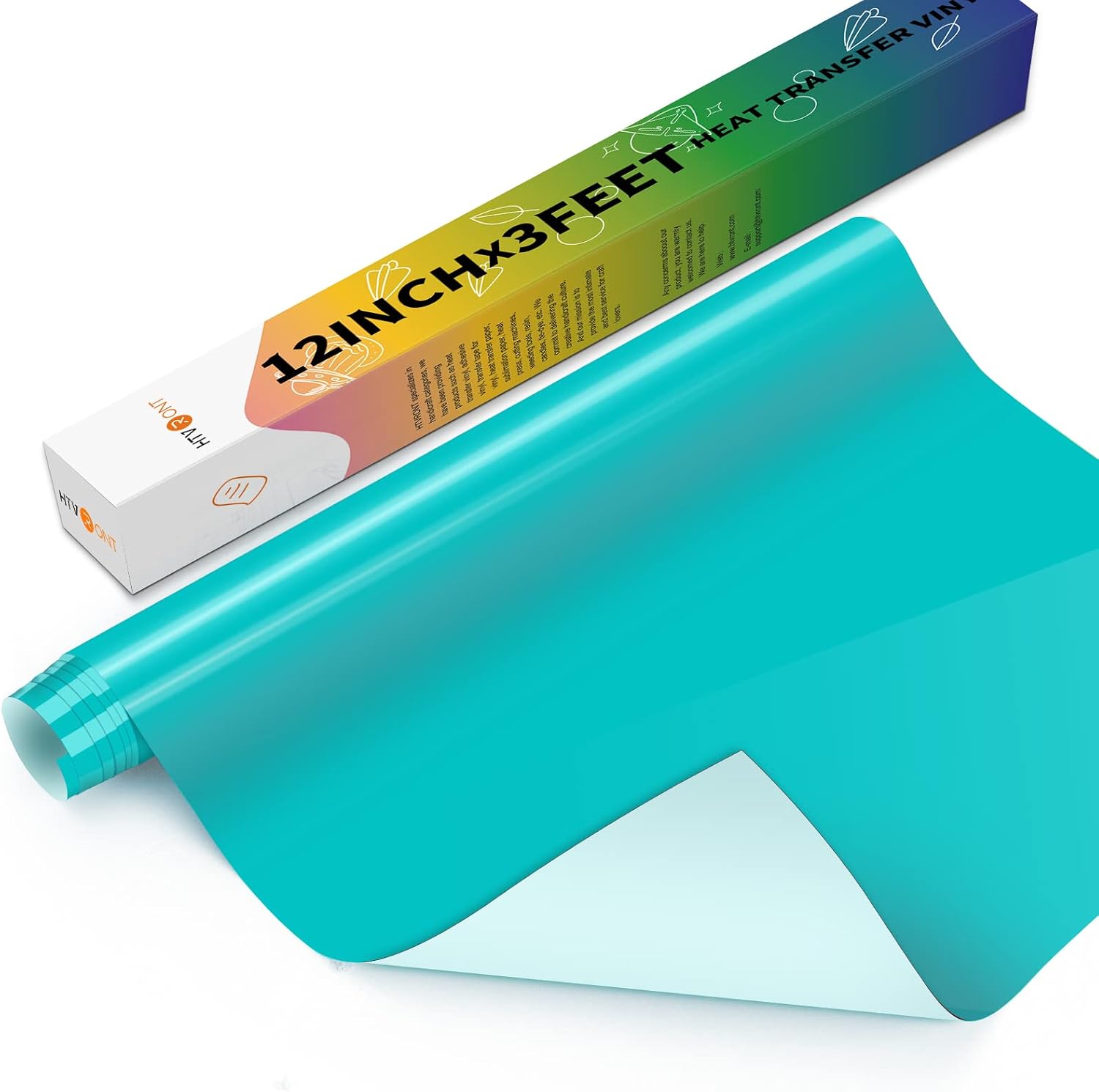 HTVRONT HTV Heat Transfer Vinyl-12 x 3FT Turquoise HTV Vinyl Roll for T-Shirts, Iron on Vinyl for Cricut, Cameo & Heat Press Machine- Easy to Cut & Weed Vinyl Heat Transfer (Turquoise)