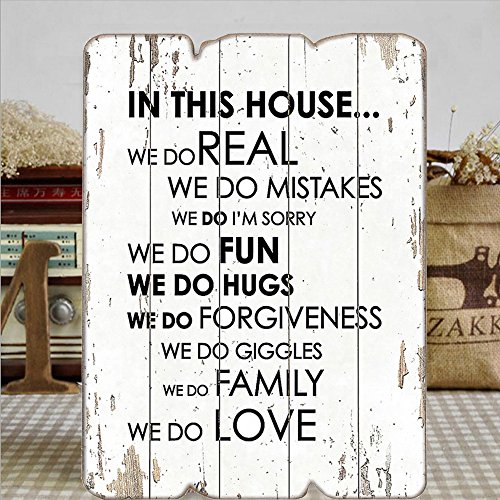 In This House Vintage Inspirational Wooden Wall Signs For Home Decor, Shabby Chic Wall Art Sign With Quotes Sayings, Decorative Wooden Sign Wall Decor #TOP1