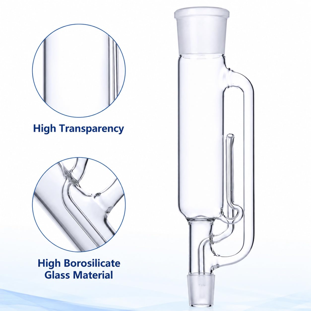 VIDOO Hochwertiges Borosilikatglas Soxhlet Extraktionsrohr mit Spiral Struktur, Labor Extraktor für Fett und Öl, Hitzebeständiges und Säurebeständiges Chemie Glasgerät, 1000ml