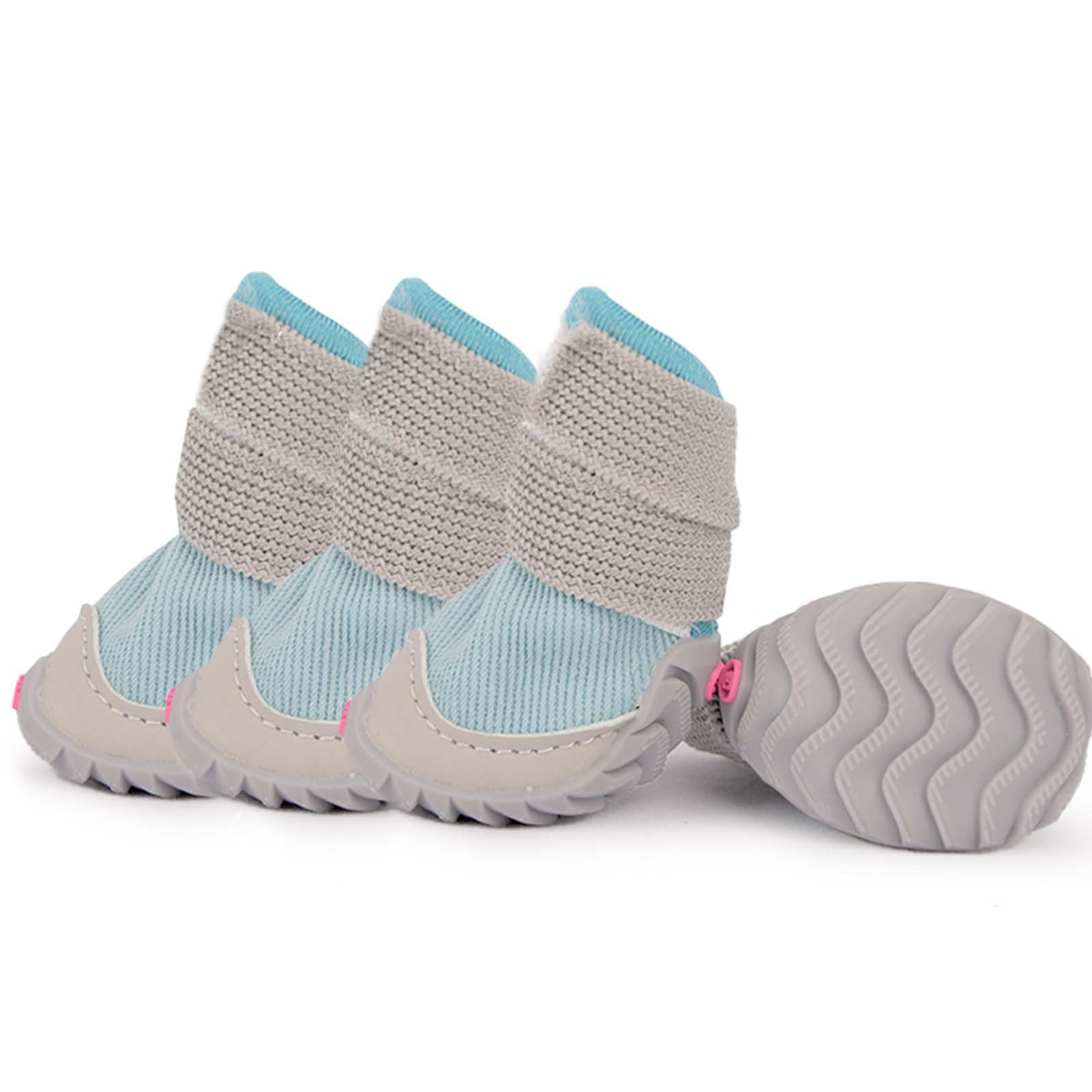 Soft Dog Shoes for Small Dogs,Dog Paw Protector for Outdoor Activities, Anti-Slip Dog Boots Size 3,Blue