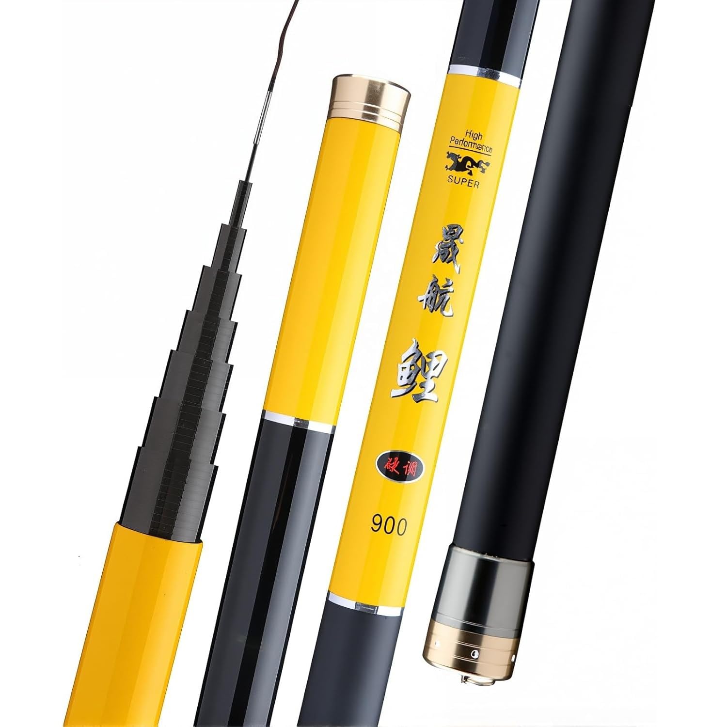 Canna da pesca telescopica in carbonio da 8 m a 16 m – Canna da pesca al pesce d'acqua dolce in stile cinese – Per pesci di grandi dimensioni – Canna da mano ultraleggera e ultra rigida