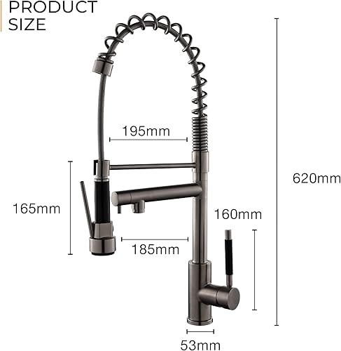 Miniatura 4 de Kit de grifo de cocina, rociador desplegable de 2 funciones de estilo moderno y relleno de ollas, grifos de cocina de un solo mango de arco alto con