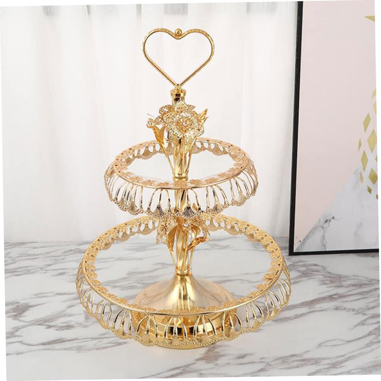 Stylish Cake Plate Fruit Serving Plate Tiered Dessert Tray Stand Easy to Store Multi-Functional Storage Container