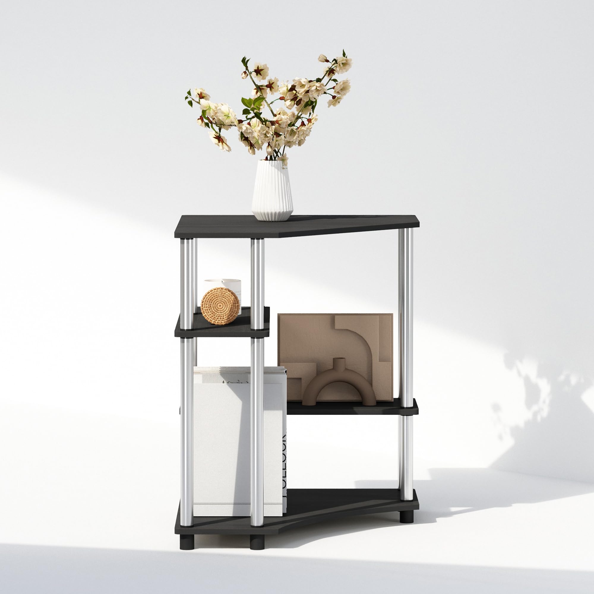 Furinno TURN-N-TUBE Scaffali contenitore, scaffale angolare a 4 ripiani, scaffale espositivo, libreria angolare, per organizzazione e stoccaggio, soggiorno, ufficio domestico, Americano
