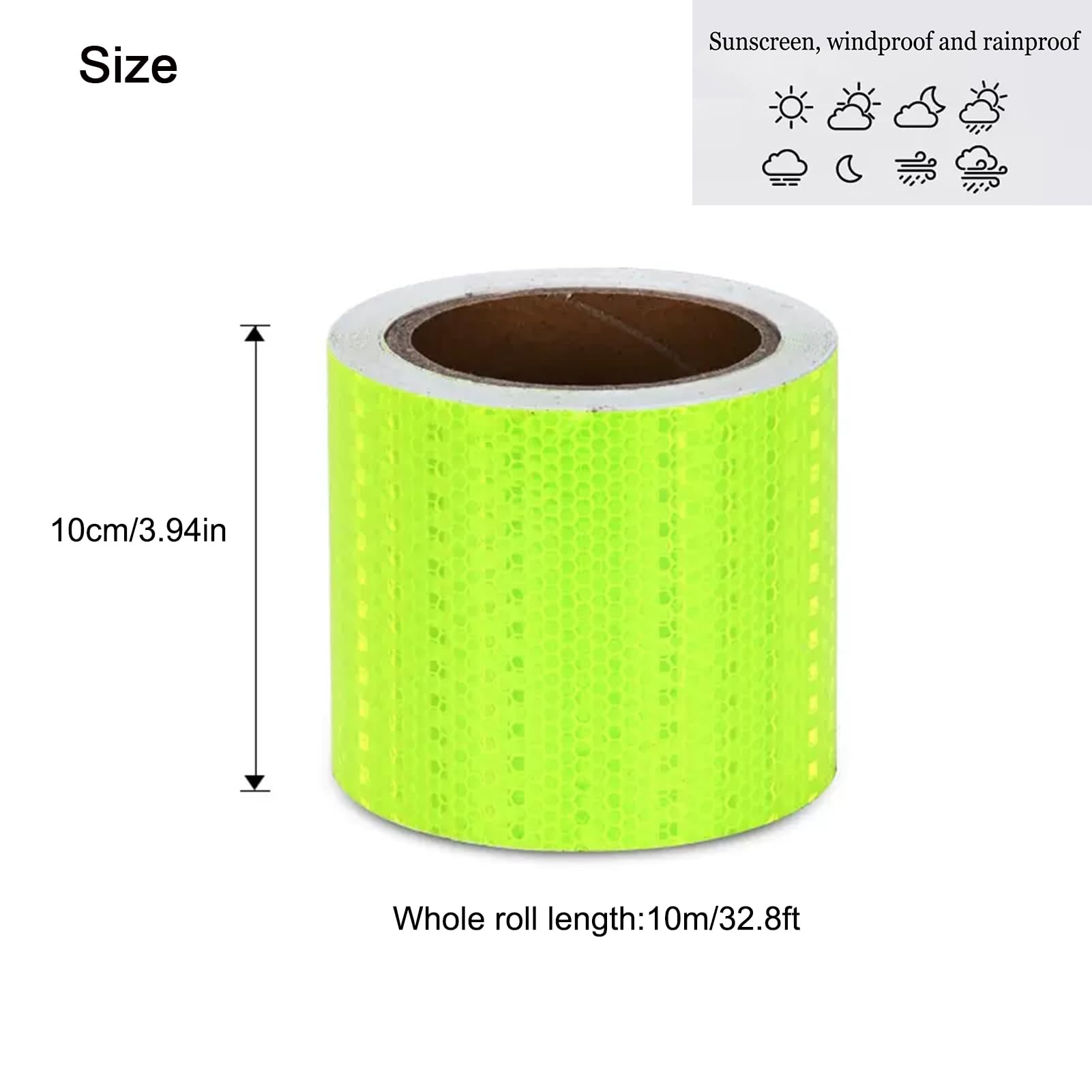 Taśma odblaskowa bezpieczeństwa, Taśma ostrzegawcza odblaskowa wielokolorowa 10cm x 10m(Green)