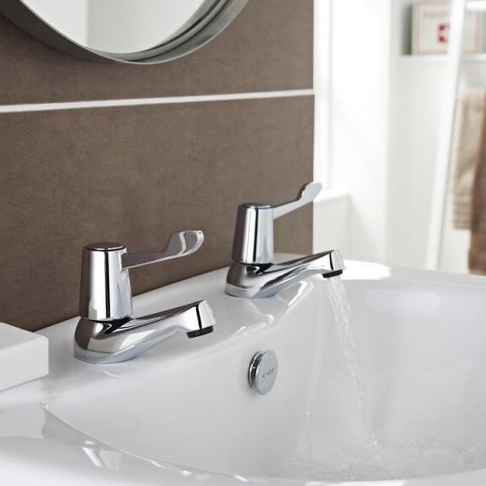 Nes Home Jims Twin Contract Basin Pillar Taps Chrome Quarter Turn Commercial