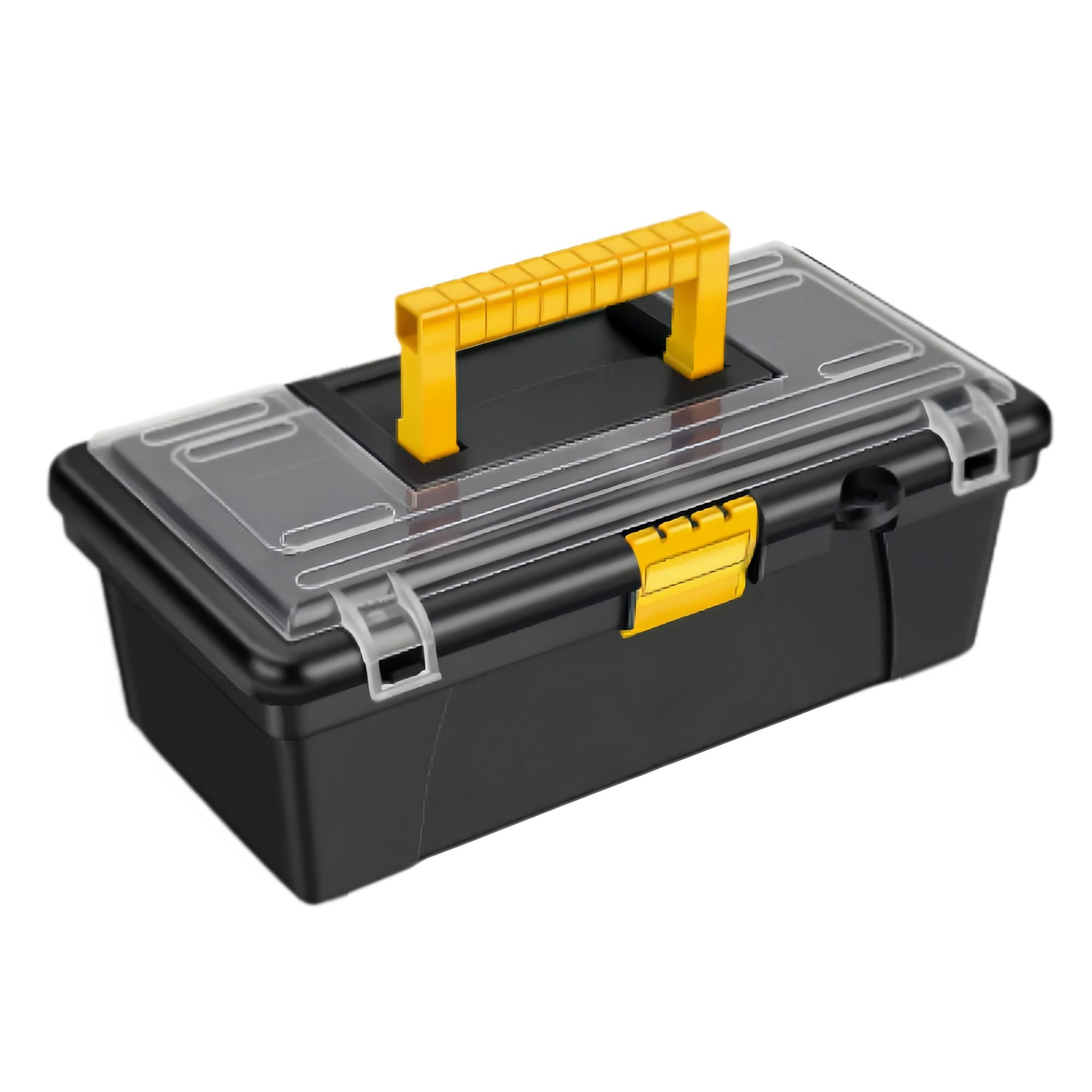Black Plastic Toolbox, Outdoor Fishing Tackle Box, Suitable for Homes, Construction Sites, and Art Projects