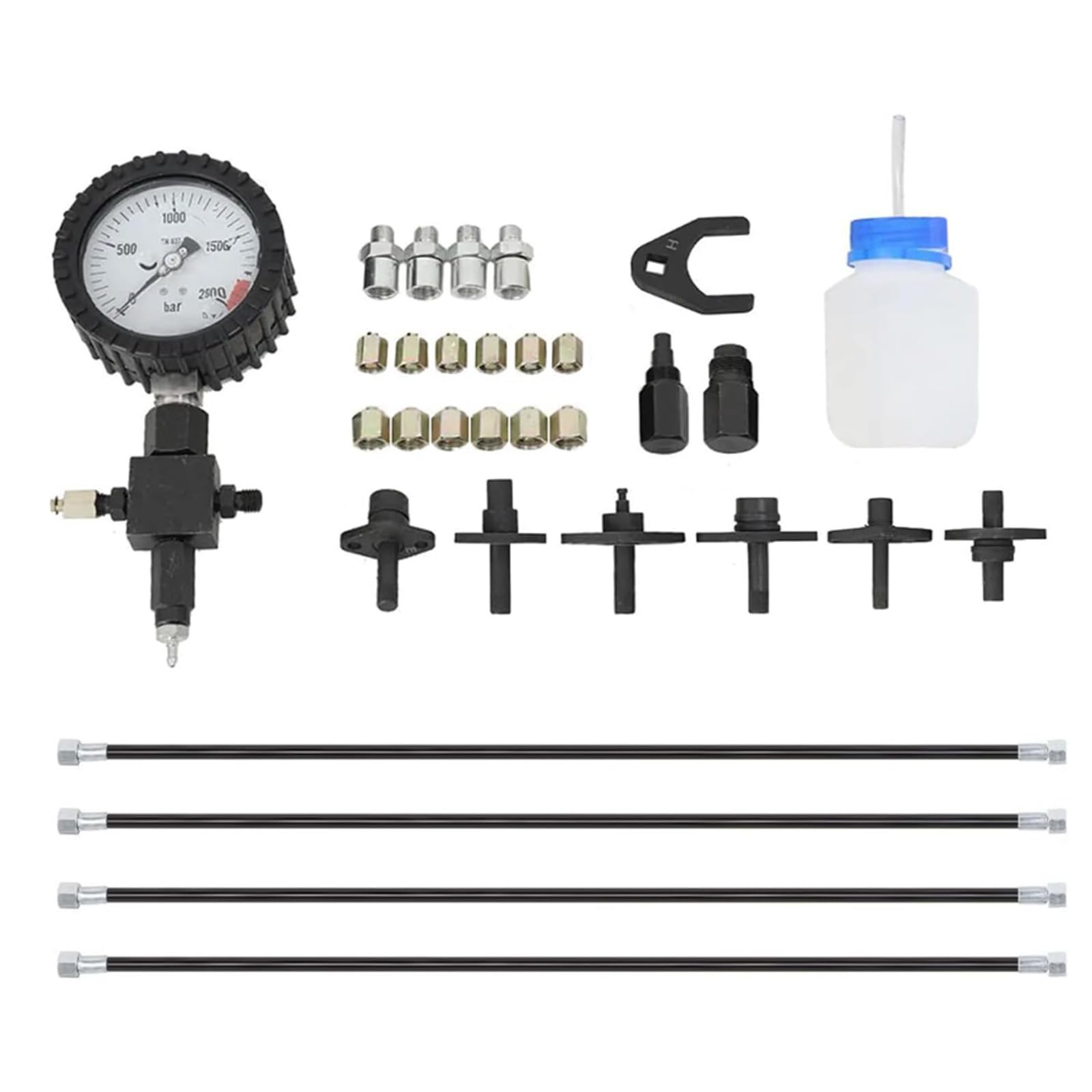 Kit de probador diésel de alta presión, medidor de presión de 2000 bar, herramienta de diagnóstico para pruebas de fugas de inyector con tubo de inyección en blanco
