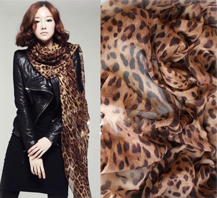 Women's spring and summer chiffon leopard print scarf mixed shawl scarf4