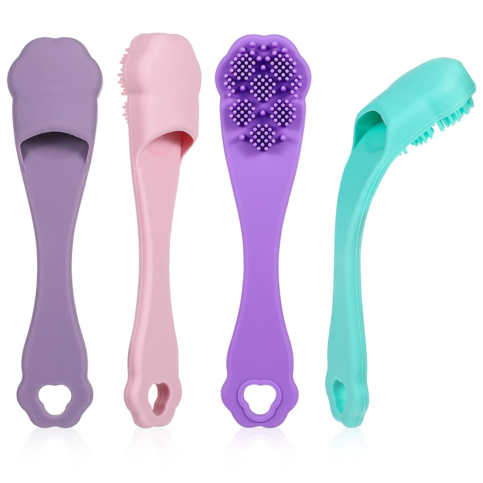 Qianyu 4 Pack Silicone Dog & Cat Finger Toothbrush Kit - Food Grade, Safe, Non-Toxic, Easy Teeth Cleaning, Prevents Bad Breath & Oral Inflammation