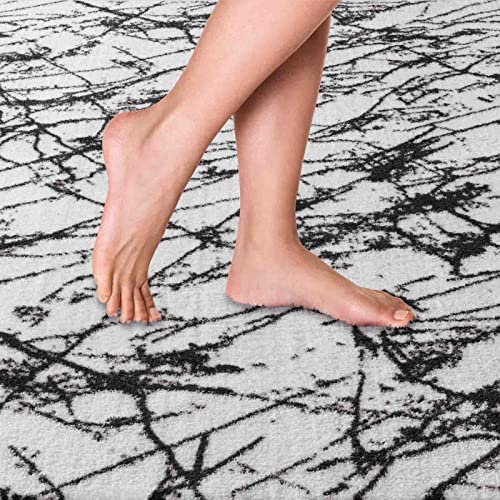 Taracarpet Badematte Badteppich für das Badezimmer waschbar in der Waschmachine Blitz Marmor Abstrakt Muster weiß-schwarz 120x170 cm – Bild 8