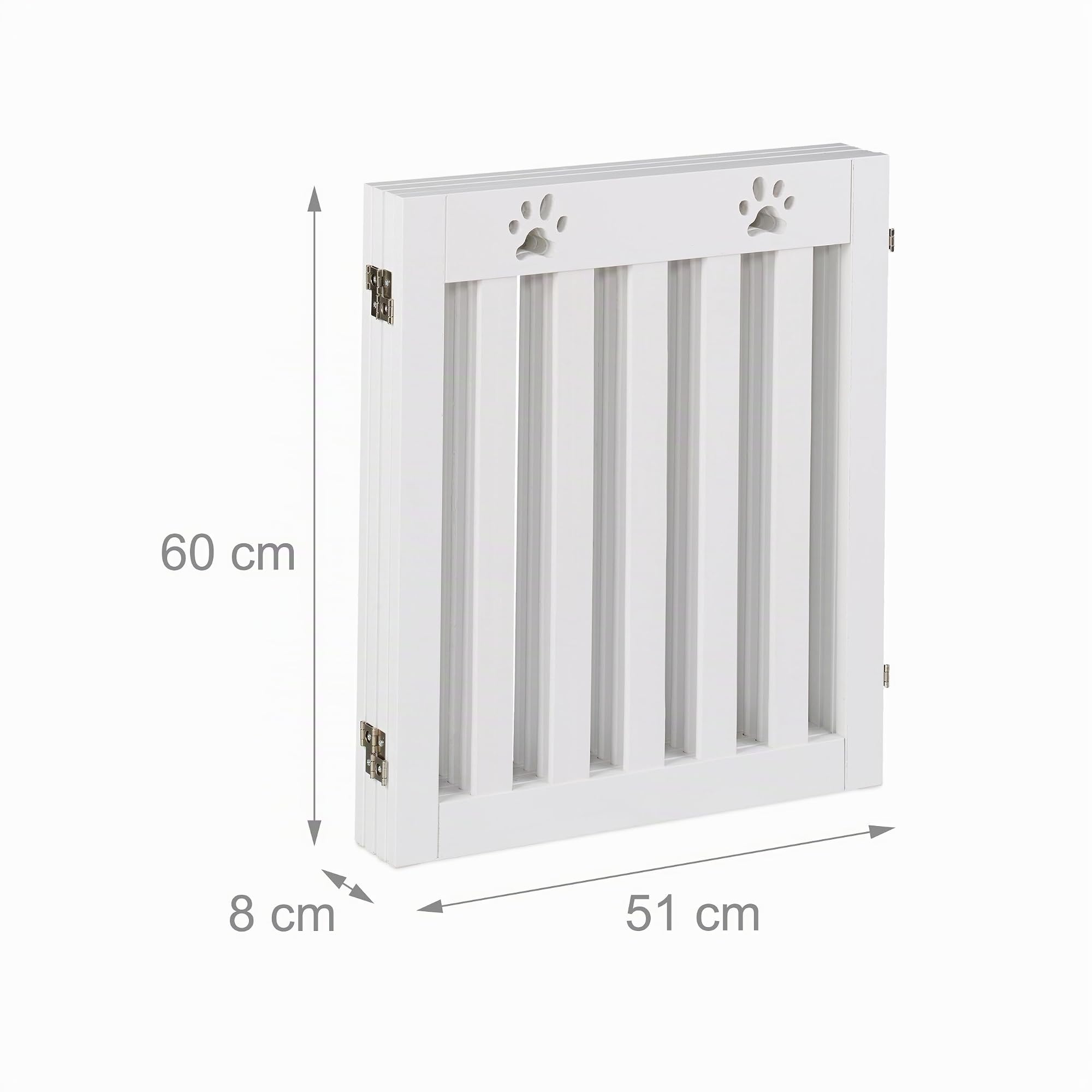 Relaxdays Barrera de Seguridad para Mascotas Plegable, Valla Protectora sin Taladro, 60 x 204 cm, MDF, Blanco