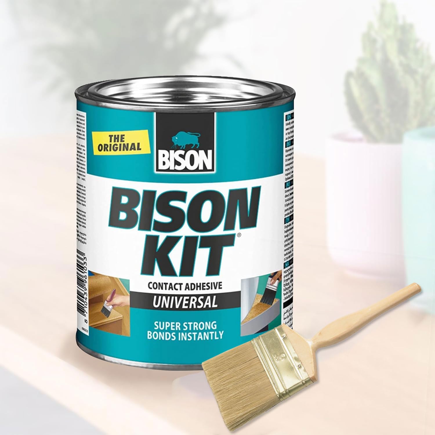 Bison Kit Glue and Brush - Highly Adhesive Contact Adhesive- Super-strong universal contact adhesive based on neoprene rubber- immediate bonding