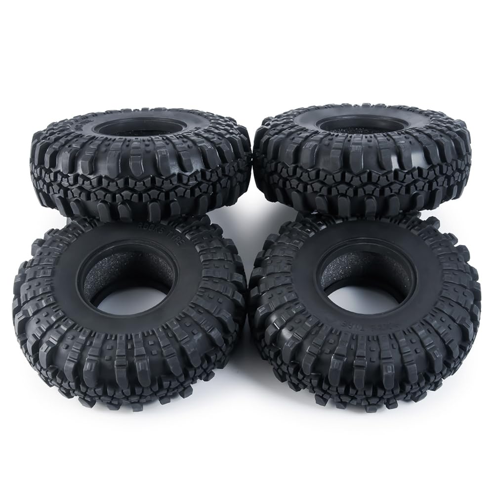 Lot De 4 Pneus Caoutchouc 1,9 Pouces 110x40mm – Pour Voiture RC Crawler 1/10 Axial SCX10, Avec Mousses