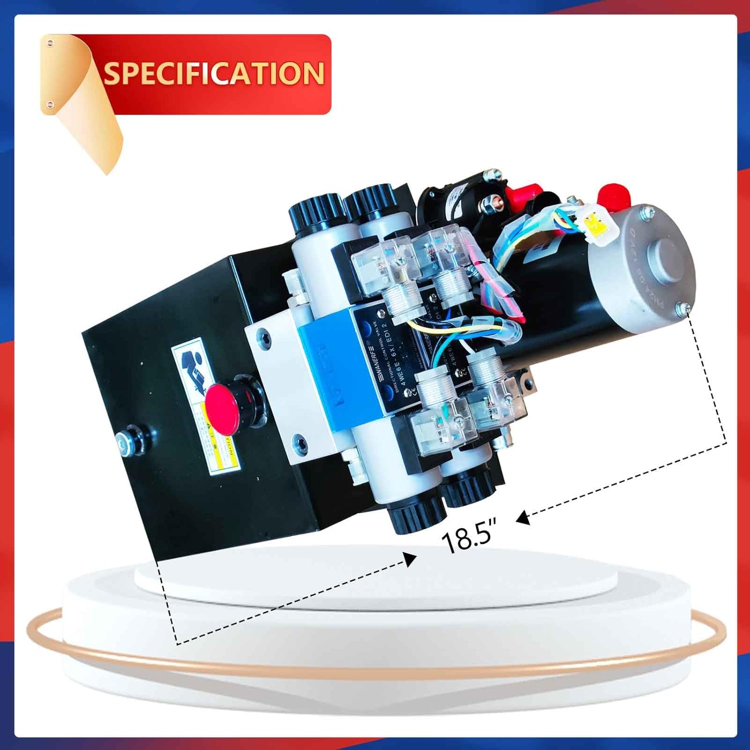 12V Hydraulic Power Unit, Hydraulic Pump Station for Car Lifting Platform, Dump Trailers (1.2 kW 2-Way Double Acting 8qt)