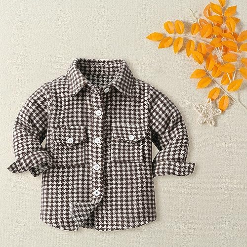 Toddlers Boys Casual Long Sleeve Flannel Button Down Shirt Kids Regular Fit Shirt Blouse Top Fall Coat 0-8 Years2