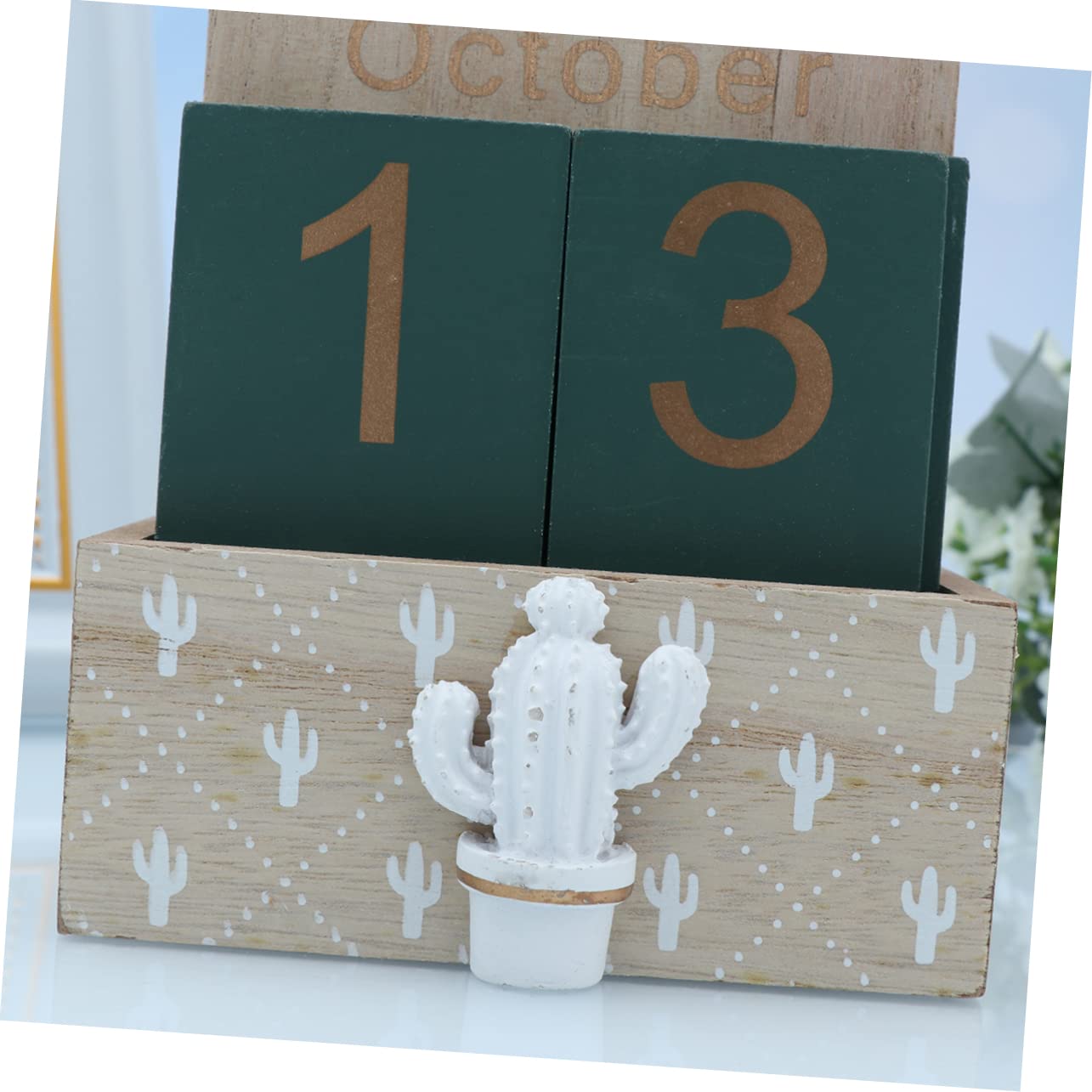 TEHAUX Calendario da Scrivania in Legno Naturale Blocchi Mobili Riutilizzabili, Calendario Scrivania per Ufficio e Casa, Decorazione Rustica Artigianale per Organizzazione Quotidiana